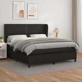  s oprugama i madracem crni 180 x 200 cm od umjetne kože | shoptok.hr