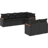  7-dijelni set vrtnih sofa od poliratana s jastucima crni | shoptok.hr