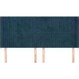  Vzglavje z ušesi temno moder 163x16x118/128 cm žamet, (20932583) | Shoptok.si