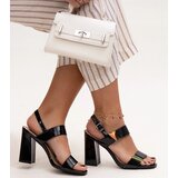 Gemre Shadan Black Patent Block Heel Sandals | Shoptok.si