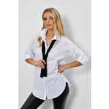 Cool & Sexy Women's White Hidden Button Long Shirt