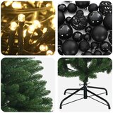  Umjetno božićno drvce srednje zeleno s kuglicama 210 cm - Srednje zelena Ø 106 x 210 cm s 300 LED dioda i crnim lopticama | shoptok.hr