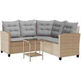  Vrtna sofa sa stolom i jastucima L-oblika bež poli ratan | shoptok.hr