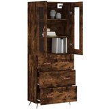 vidaXL Visoka komoda dimljen hrast 69,5x34x180 cm inženirski les | Shoptok.si