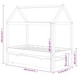  Okvir za dječji krevet s ladicom tamnosivi 70 x 140 cm borovina | Eponuda.com