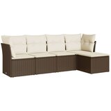  5-dijelni set vrtnih sofa s jastucima poliratan smeđi | shoptok.hr