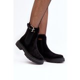 Boto Suede Ankle Boots On Massive Sole Black Ozaro | Shoptok.si