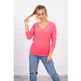 Kesi Pink neon blouse with V-neck Cene