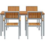  Vrtni Trpezarijski Set Set od 5 Sivi Prirodno Drvo Metal | shoptok.hr