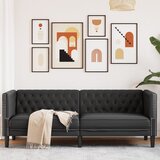 vidaXL Kavč trosed Chesterfield črna umetno usnje Cene