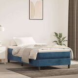  Vzmetnica z žepkasto vzmetjo temno modra 100x220x20 cm žamet | Shoptok.si
