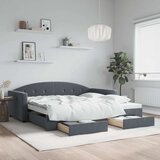  Dnevni krevet na razvlačenje i ladice tamnosivi 100 x 200 cm | shoptok.hr