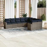 9-dijelni set vrtnih sofa od poliratana s jastucima sivi | shoptok.hr