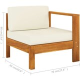  Sredinski kavč z 1 naslonjalom za roke kremno bel trdna akacija, (20659850) | Shoptok.si