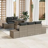 vidaXL Vrtni Kavč Set Set 6 Siva Ratan, Poliester Vrtni Kavč Set Cene