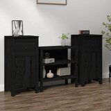 The Living Store Komoda 2 kosa črna 40x35x80 cm trdna borovina - Komoda, (21836037) | Shoptok.si