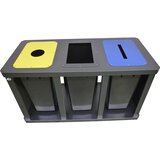 VAR Postaja za zbiranje odpadkov Tetris, posode iz umetne mase, 3 x 58 l, starinsko srebrne barve | Shoptok.si
