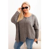 Kesi Włoski Women's Plus Size sweater with acrylic in a loose fit and 3/4 sleeves gray Cijene