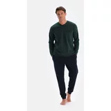 Dagi Green V-Neck Long Sleeve Pajama Set