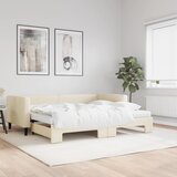 vidaXL Izvlečna dnevna postelja z vzmetnicami krem 90x200 cm blago Cene