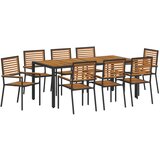 vidaXL 9-dijelni vrtni trgovački set crni poli ratan akacija, skladišne vrtne stolice s jastučićima 2 kom crni poli ratan | shoptok.hr