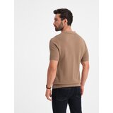 Ombre Men's structured knit polo shirt - light brown | shoptok.hr
