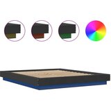  Okvir kreveta s LED svjetlima crni 150 x 200 cm drveni | shoptok.hr