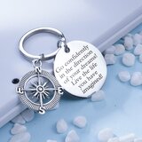 INF Obesek za ključe iz nerjavečega jekla z obeskom z vgraviranim besedilom sidrnega kompasa Silver, (21245900) | Shoptok.si