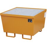 eurokraft pro Jeklena prestrezna kadica z robnimi profili, za 1 sod po 200 l, oranžne barve RAL 2000 Cene