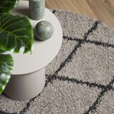  Čupavi moderni tepih s visokim vlaknima bež i antracit Ø 280 cm | shoptok.hr