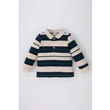 DEFACTO Regular Fit Striped Polo Collar Sweatshirt