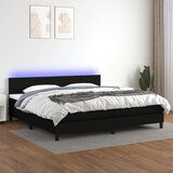 Maison Chic Box spring postelja - Vzmetna postelja z vzmetnico LED črna 200x200 cm blago SL22610, (21891661) | Shoptok.si