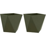  Cvetlično korito 2 pcs Oljčno zelena 40 x 40 x 40 cm Jeklo, (5000207578) | Shoptok.si