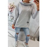 Kesi Sweatshirt with a long back and a hood in grey Cene