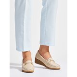 Shelvt Beige women's wedge loafers with gold decoration | Eponuda.ba