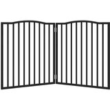 vidaXL Vrata za pse zložljiva 2 panela črna 160 cm topolovina | Shoptok.si