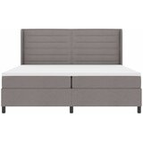  LED Box Spring Krevet Sivo-smeđa 200 x 200 cm tkanina Slike