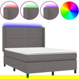  Krevet box spring s madracem LED sivi 140x200cm od umjetne kože | shoptok.hr