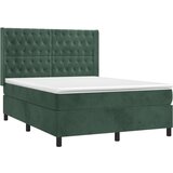 vidaXL Box spring postelja z vzmetnico temno zelen 140x190 c | Shoptok.si
