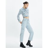 Koton Cargo Jeans Short Straight Leg High Waist Cotton Pocket - Eve Jean cene