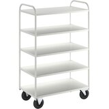 Kongamek nivojski voziček KM41, 5 polic, dxšxv 955 x 550 x 1470 mm, bele barve, 2 vrtljivi kolesi z zavoro, 2 fiksni kolesi Cene