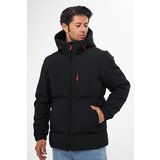 D1fference Men's Black Thick Lined Inflatable Winter Coat with a Hooded Waterproof and Windproof. Cene