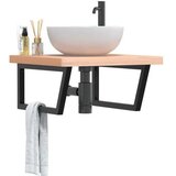 vidaXL Stenska polica za umivalnik jeklo in trdna bukovina | Shoptok.si