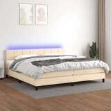  Krevet box spring s madracem LED krem 200x200 cm od tkanine Cijene