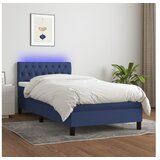  Box spring postelja z vzmetnico LED modra 100x200 cm blago | Shoptok.si