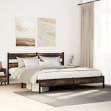 Maison Chic Kovinski Posteljni okvir - Dvoposteljna postelja - Zakonska postelja brez vzmetnice dimljen hrast 180x200cm, (21693677) | Shoptok.si