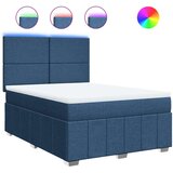 vidaXL Box spring postelja z vzmetnico modra 140x200 cm blago, (21310026) | Shoptok.si