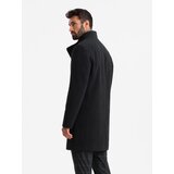 Ombre Men's coat with high collar and asymmetrical fastening - black | shoptok.hr