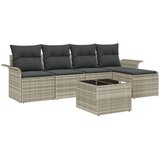 vidaXL 6-dijelni set vrtnih sofa s jastučićima sivi poli ratan, 2-sjedna vrtna sofa s pohranjivanjem i jastučićima svjetlosivi poli ratan Cijene