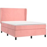  Box spring postelja z vzmetnico roza 140x200 cm žamet, (20894716) | Shoptok.si